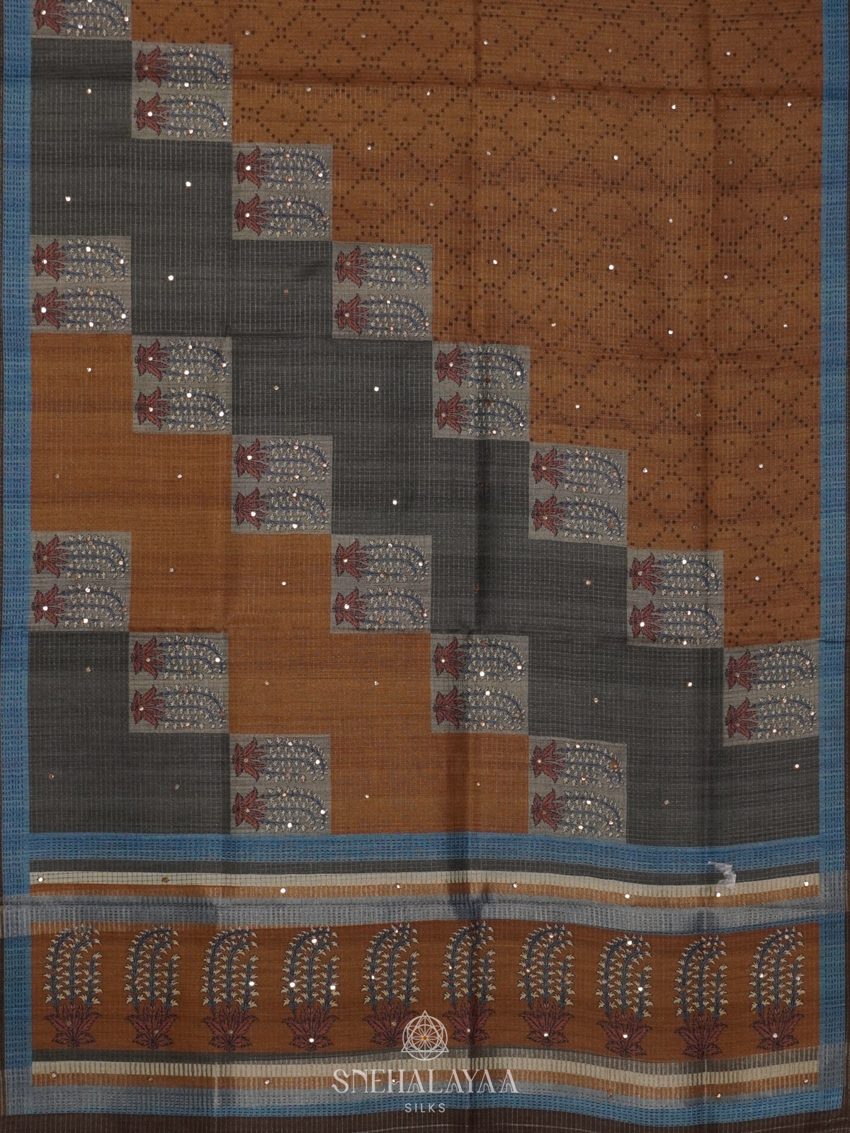 Mustard Tussar Saree