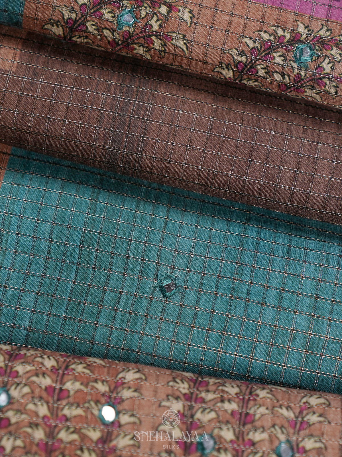 Teal Blue Tussar Saree