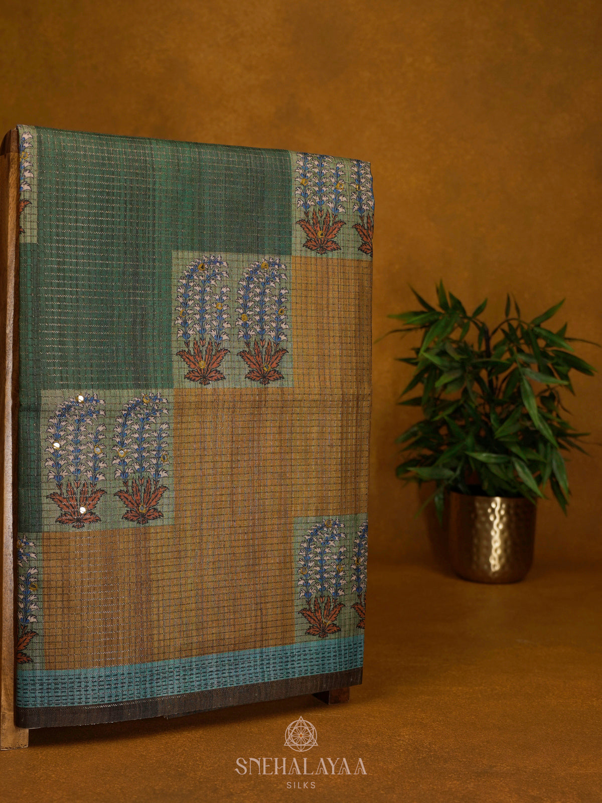 Mustard Tussar Saree