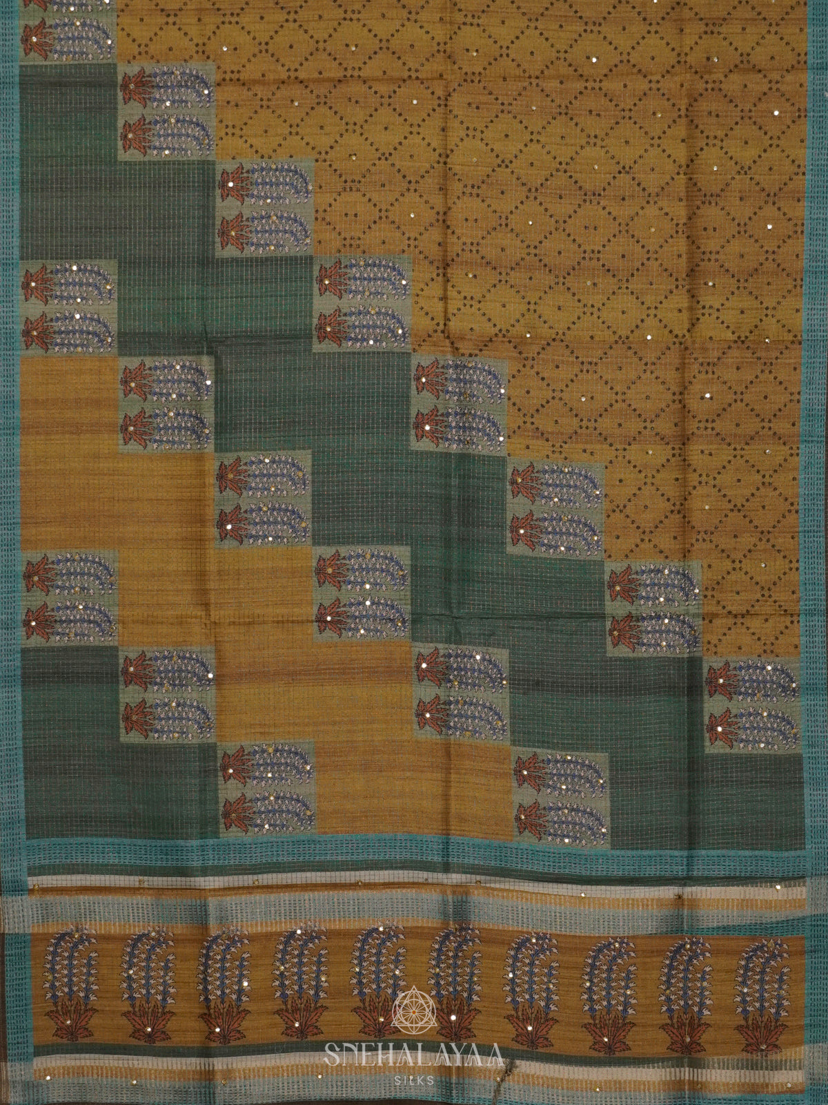 Mustard Tussar Saree