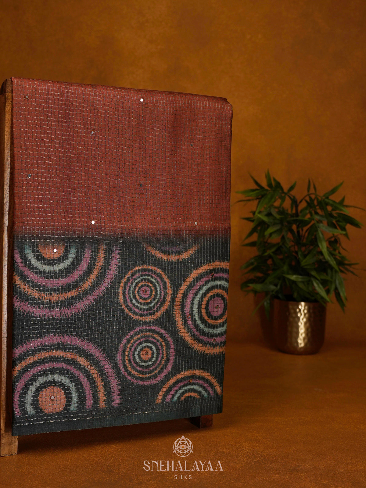 Maroon Tussar Saree