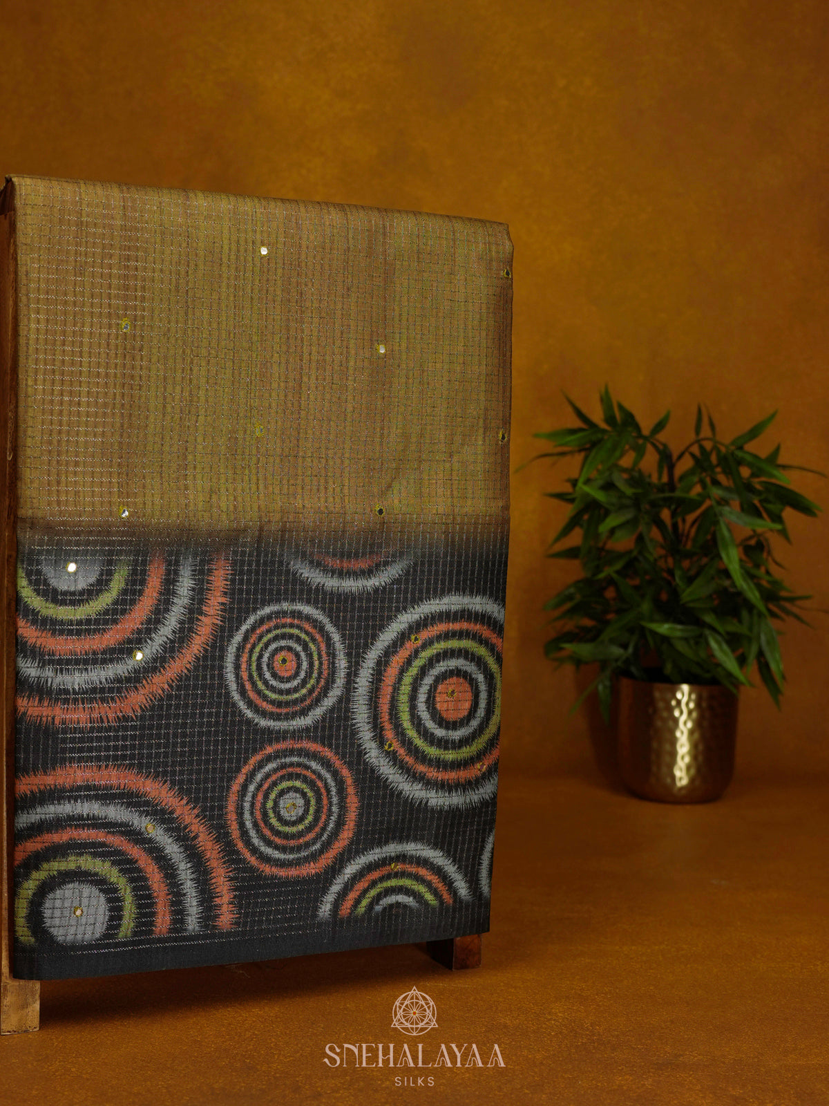 Olive Green Tussar Saree