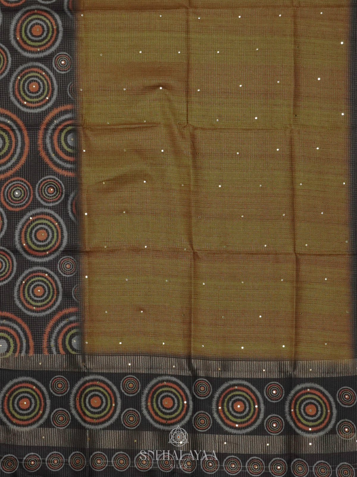 Olive Green Tussar Saree
