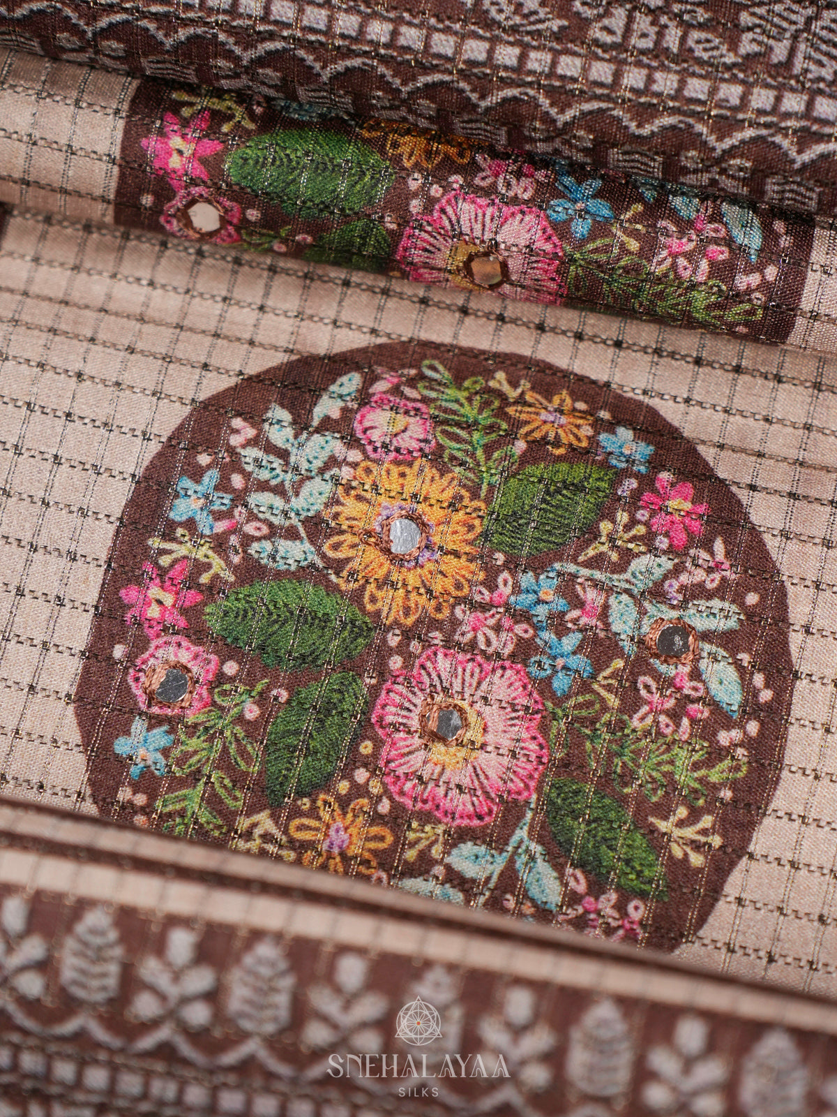 Beige With Brown Tussar Saree
