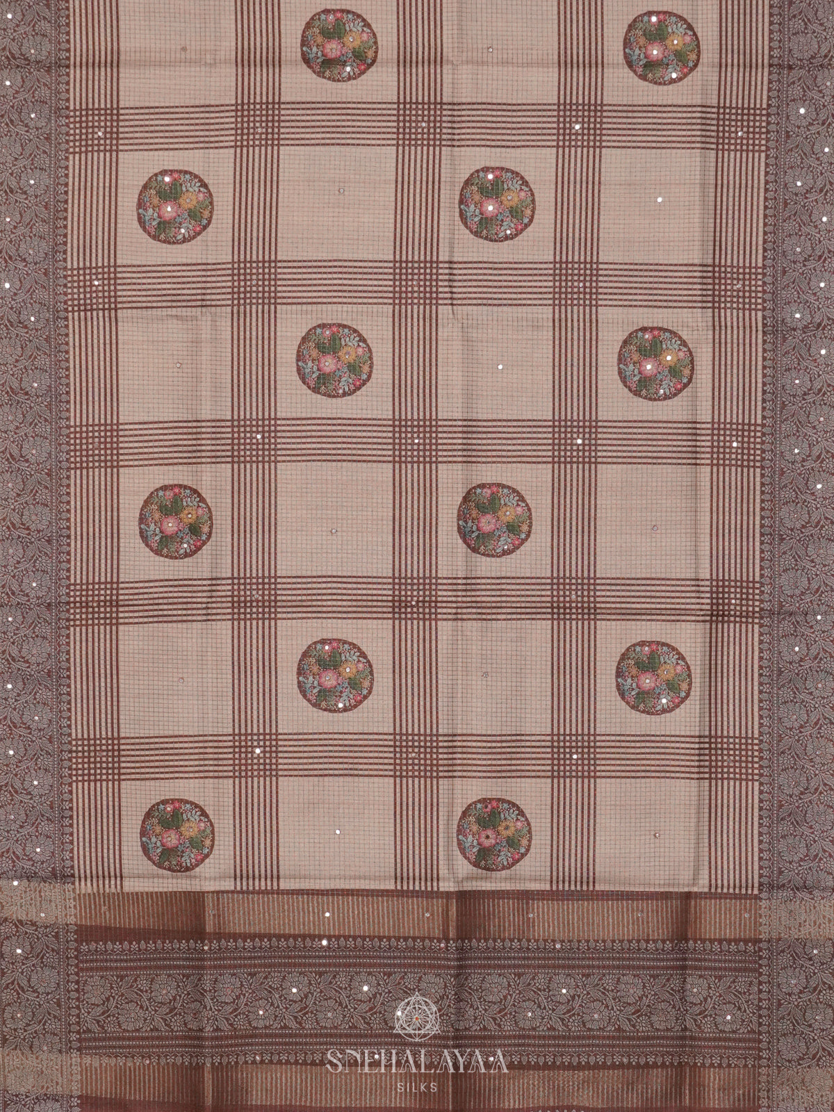 Beige With Brown Tussar Saree