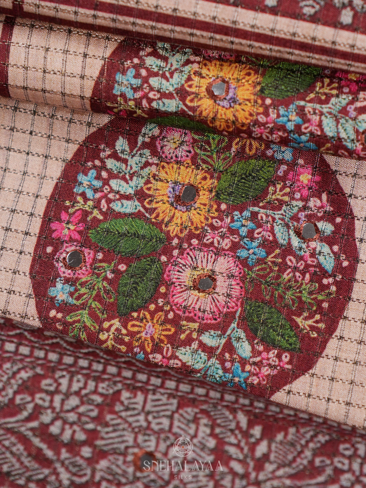 Beige With Maroon Tussar Saree