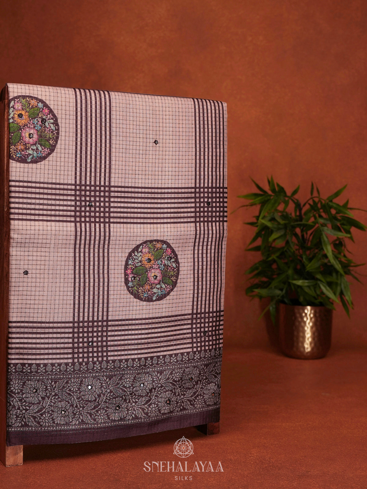 Pale Pink Tussar Saree
