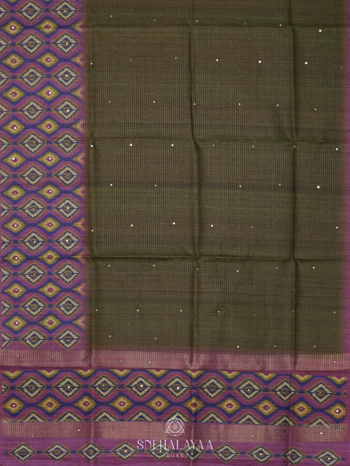 Olive Green Tussar Saree