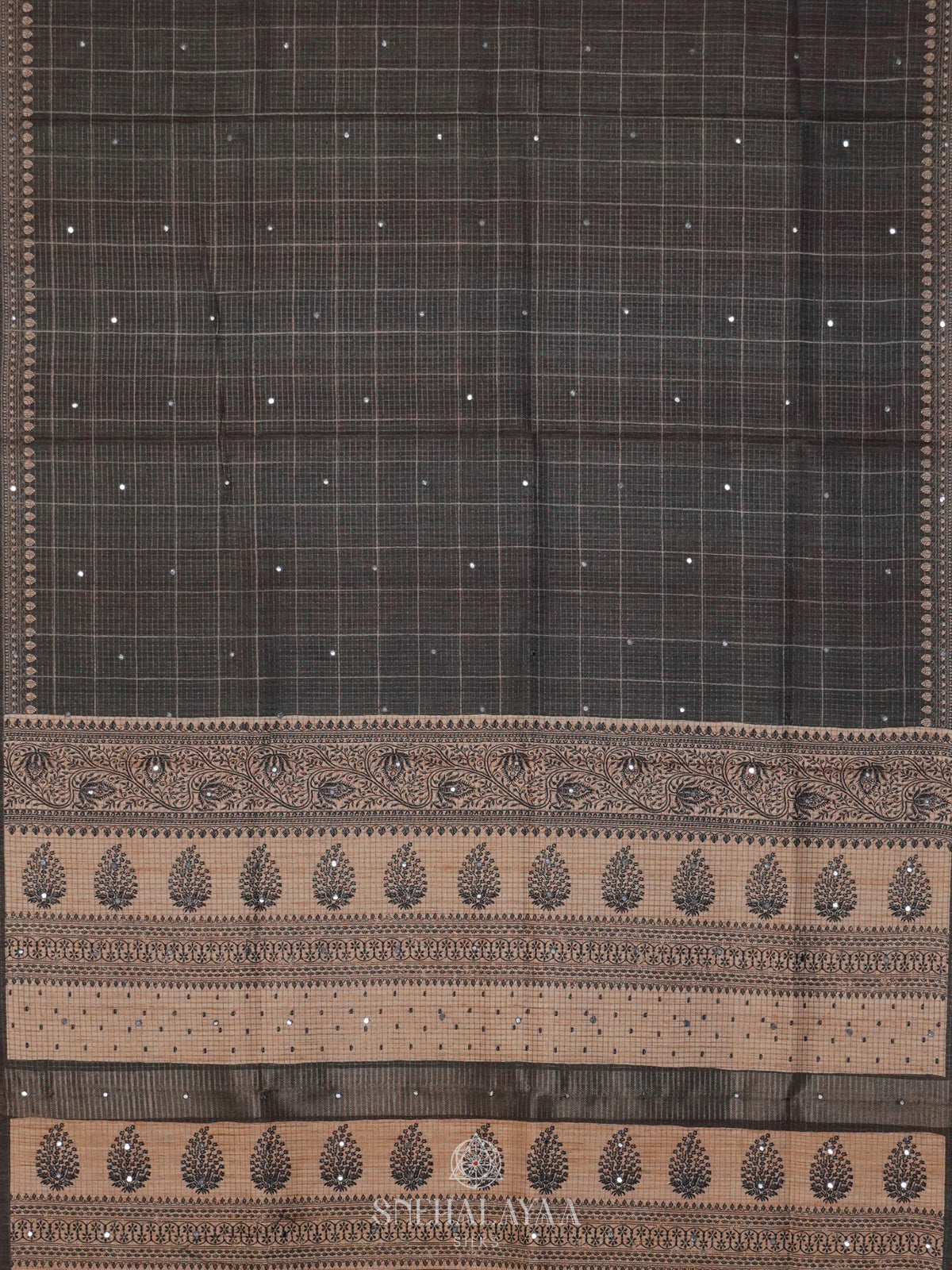 Charcol Black Tussar Saree
