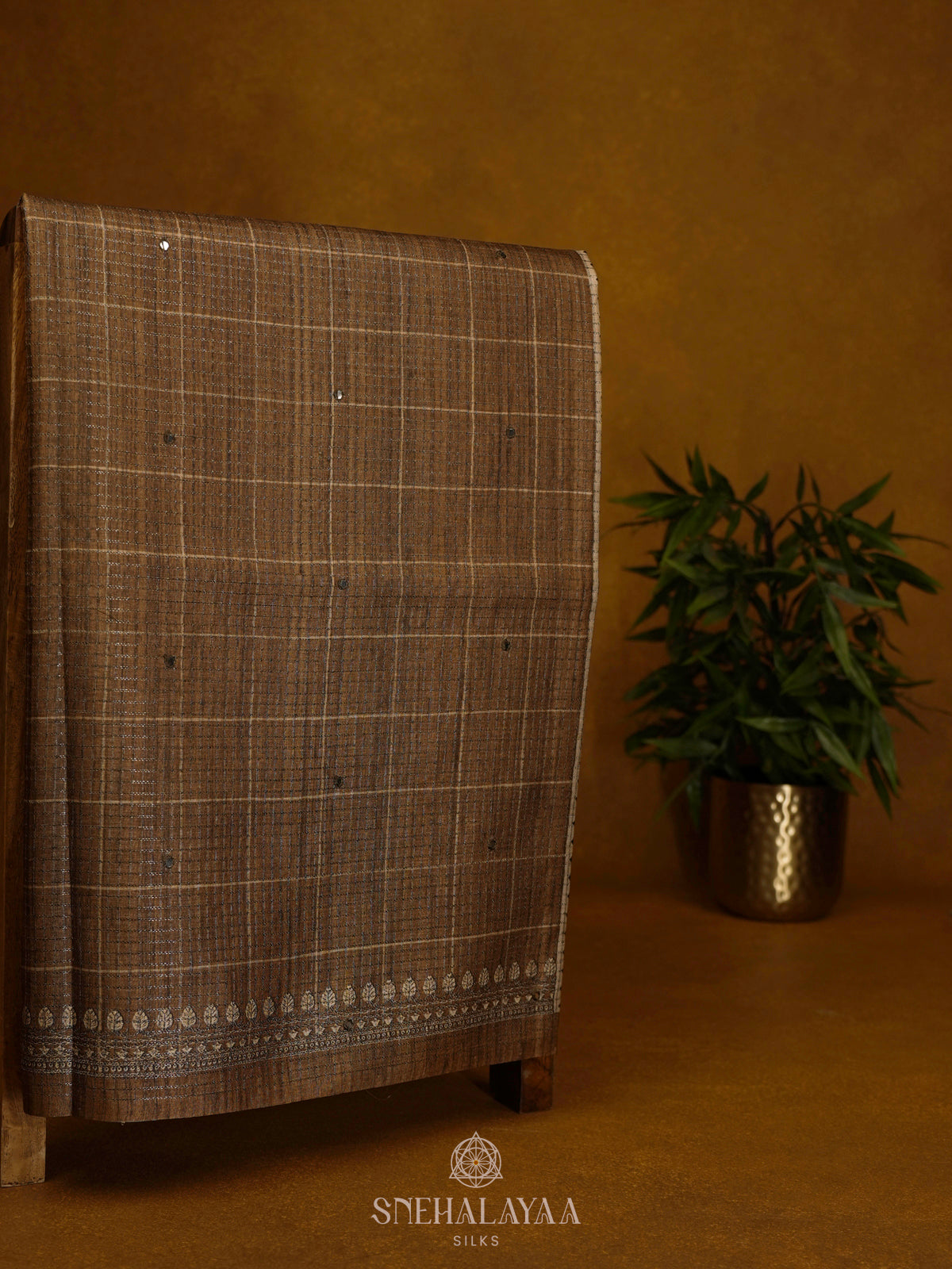 Mustard Tussar Saree