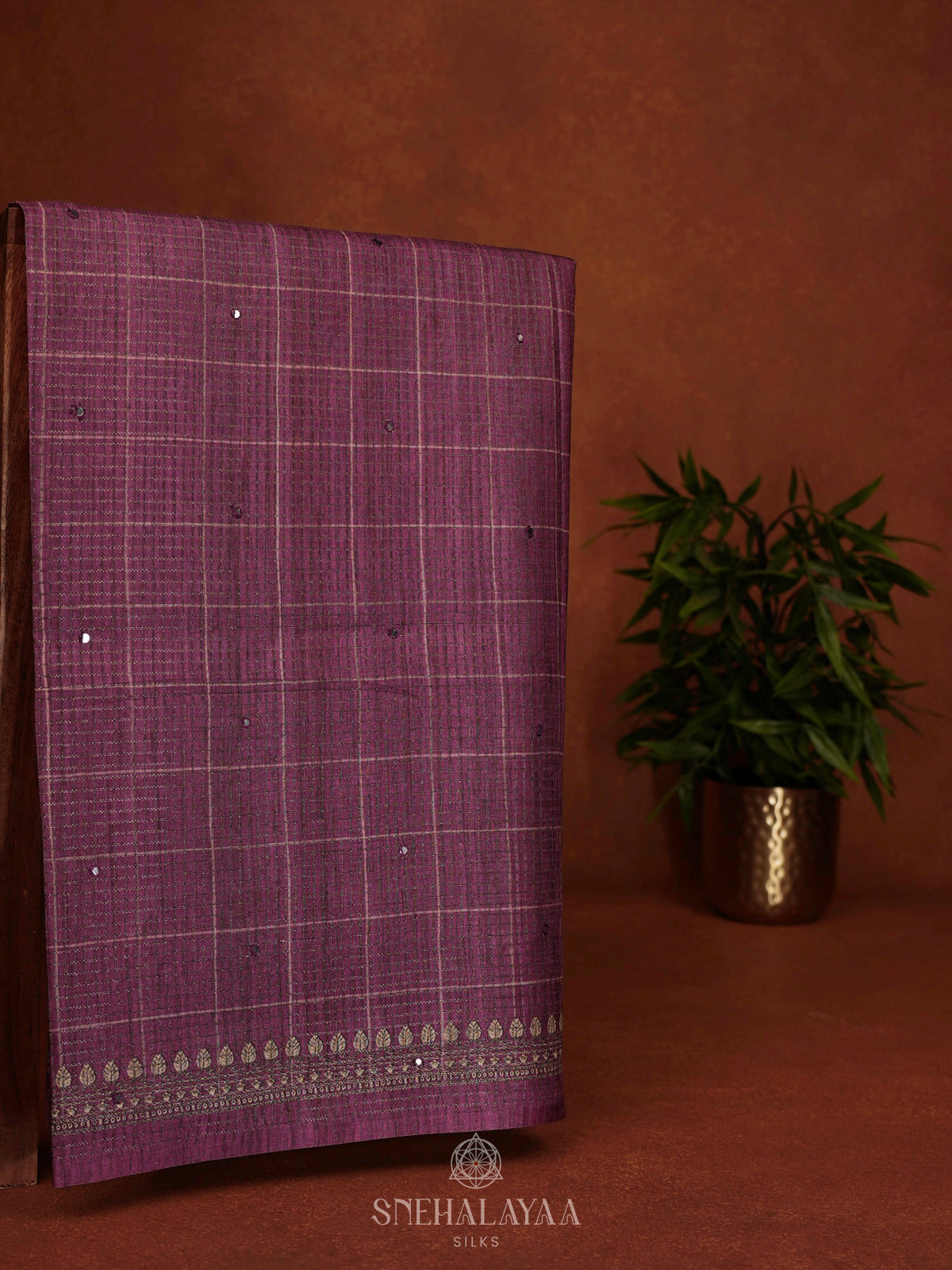 Plum Tussar Saree