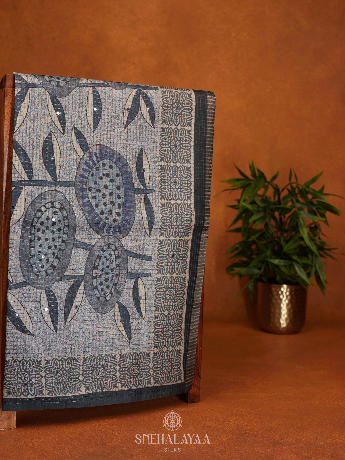 Pale Blue Tussar Saree