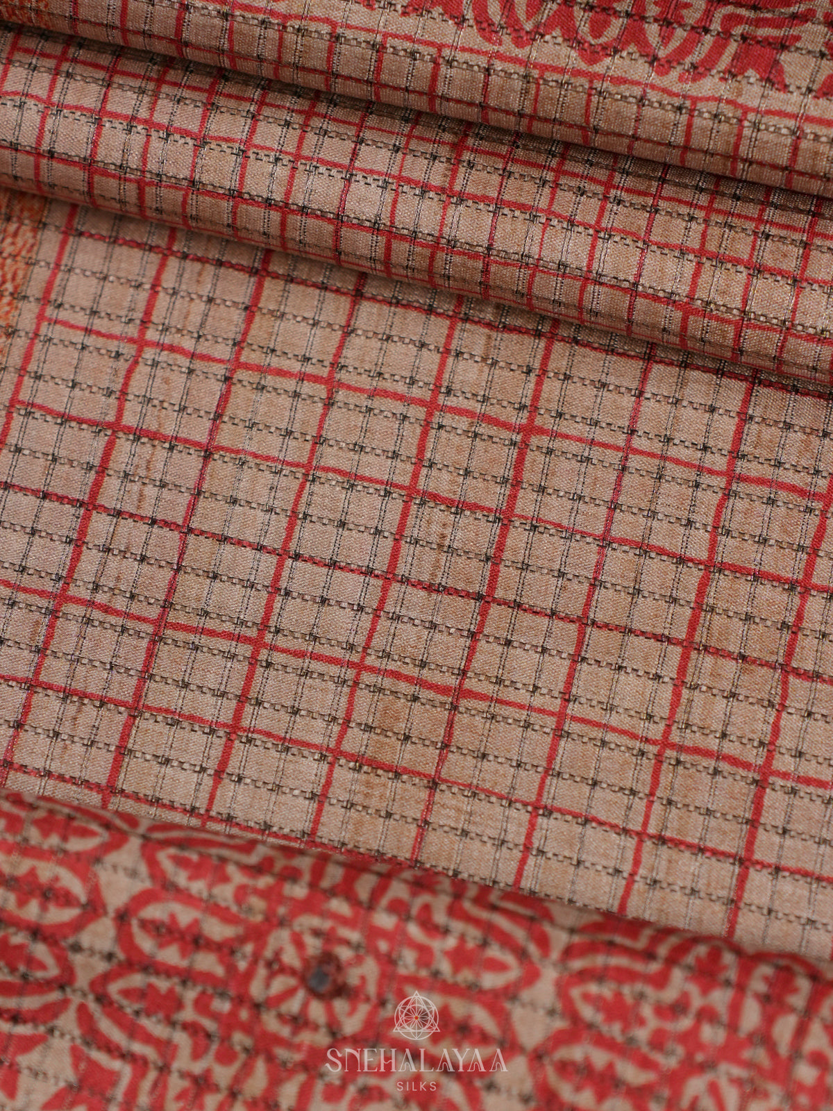 Peach Tussar Saree