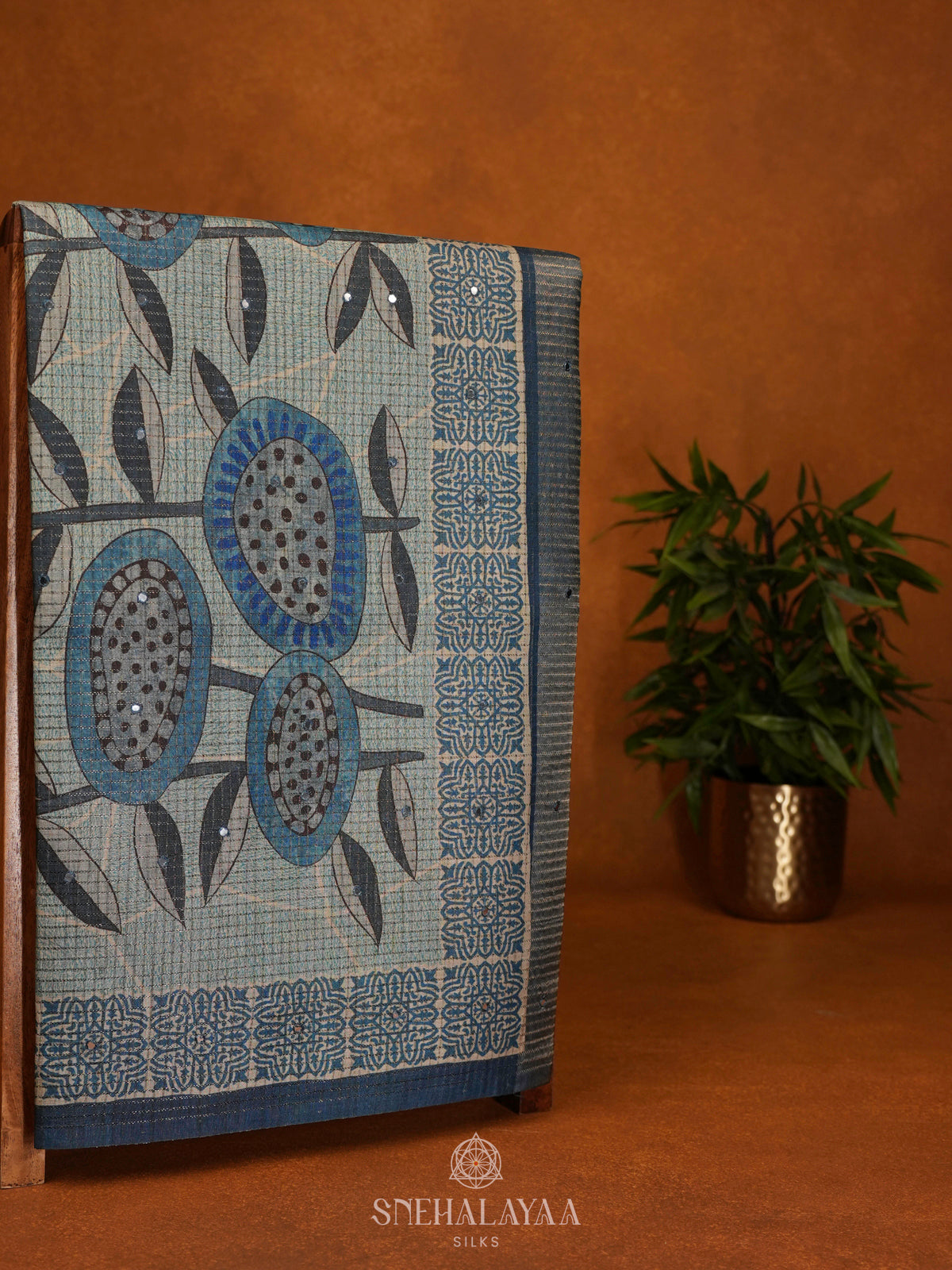 Pale Blue Tussar Saree