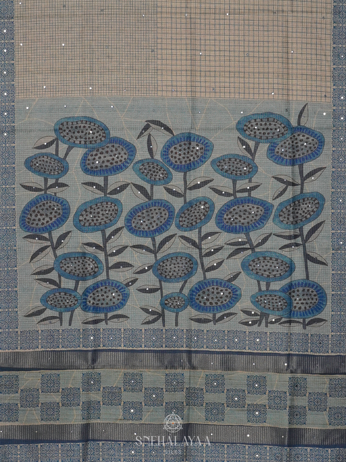 Pale Blue Tussar Saree