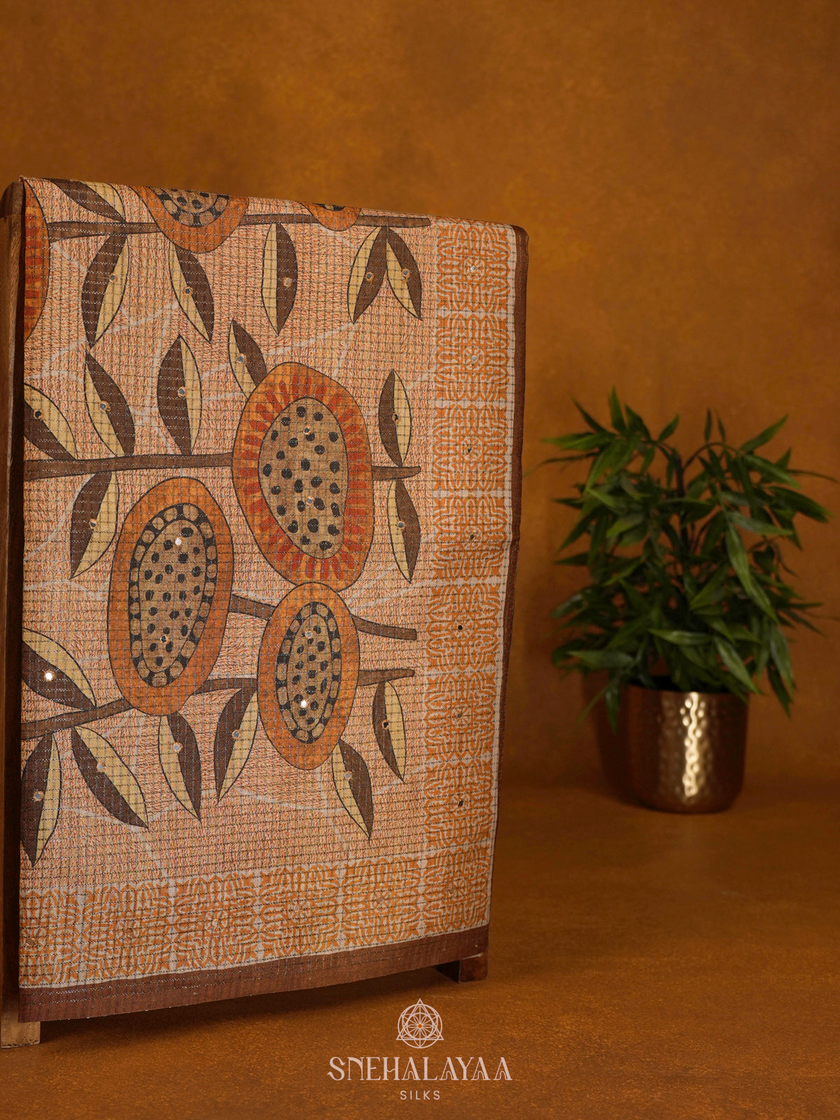 Pale Orange Tussar Saree
