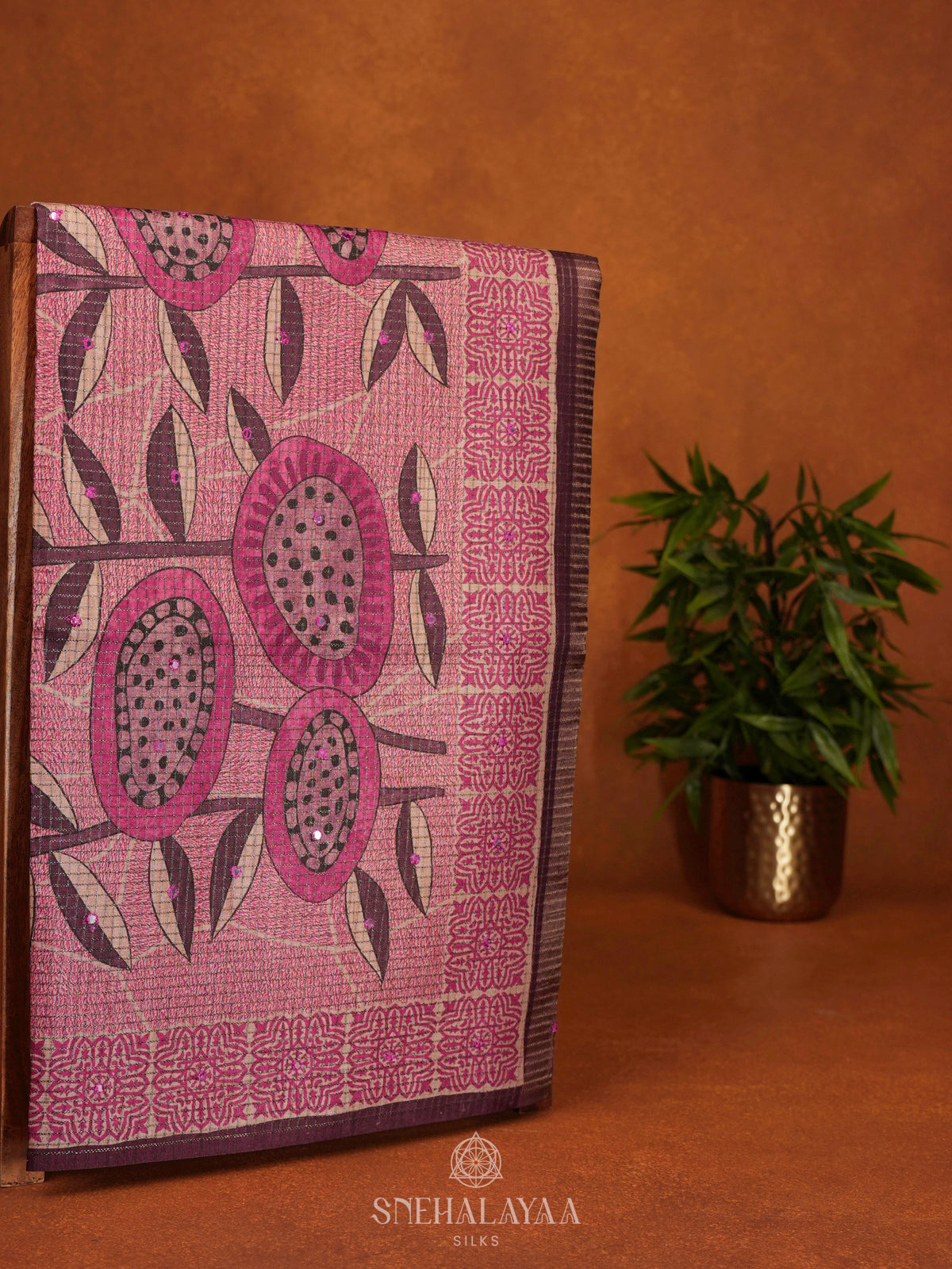 Pale Pink Tussar Saree