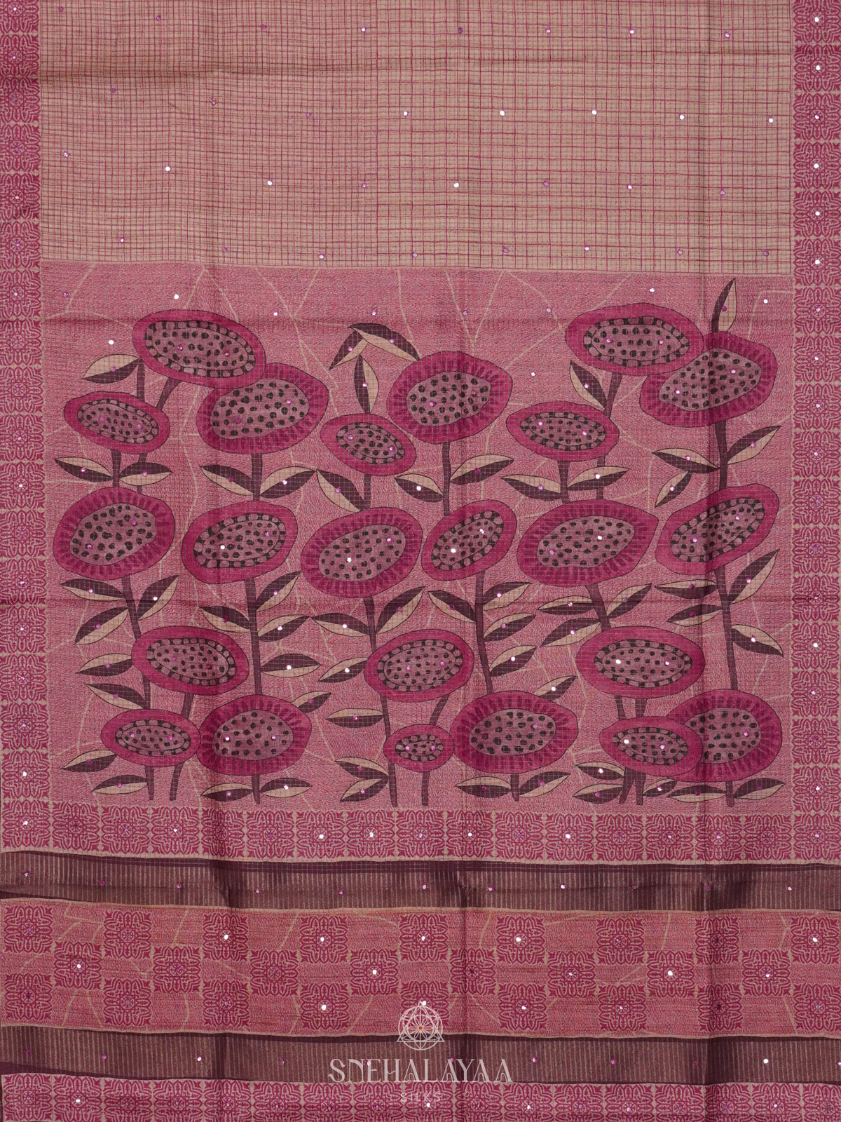 Pale Pink Tussar Saree