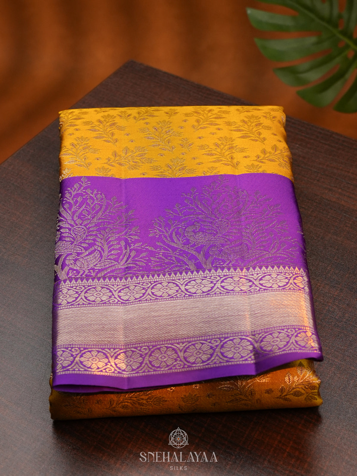 Golden Yellow Kanjivaram Silk Saree