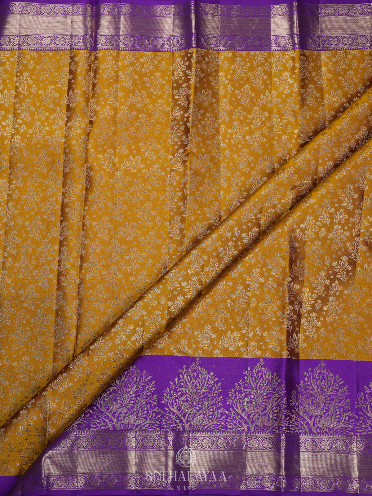 Golden Yellow Kanjivaram Silk Saree