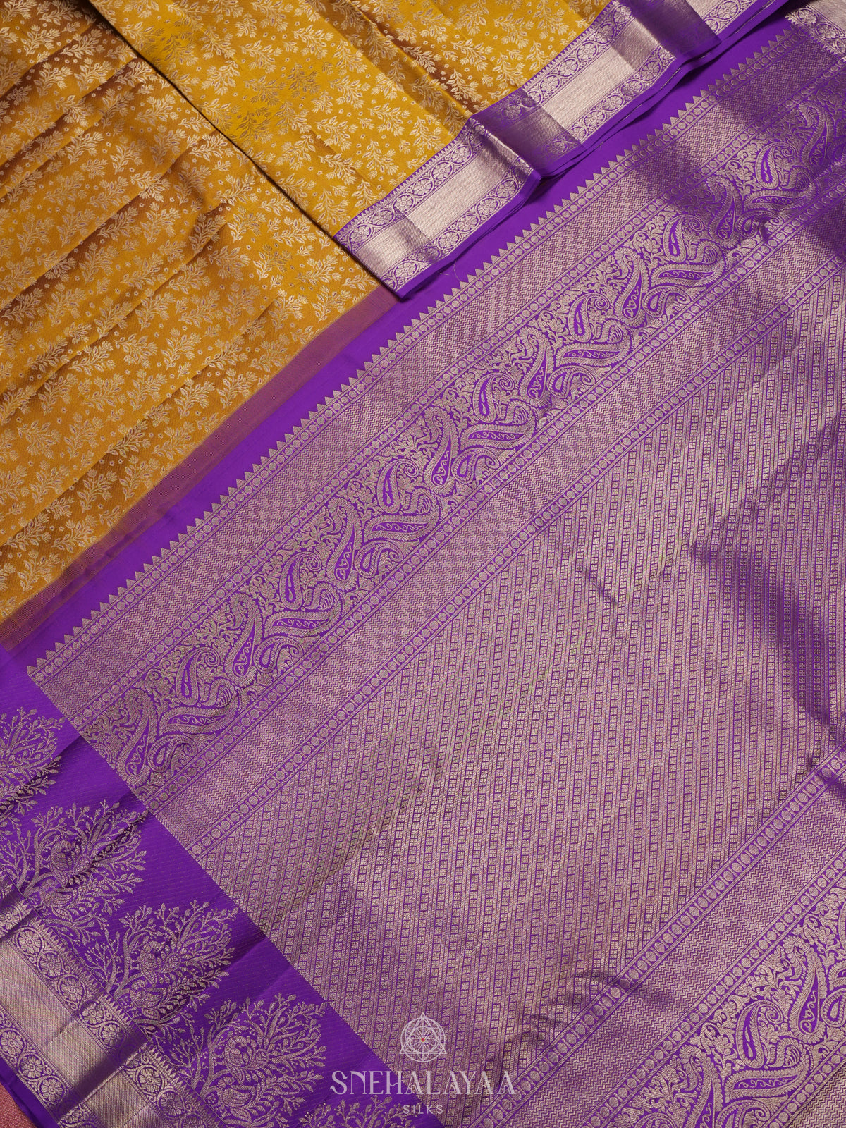 Golden Yellow Kanjivaram Silk Saree