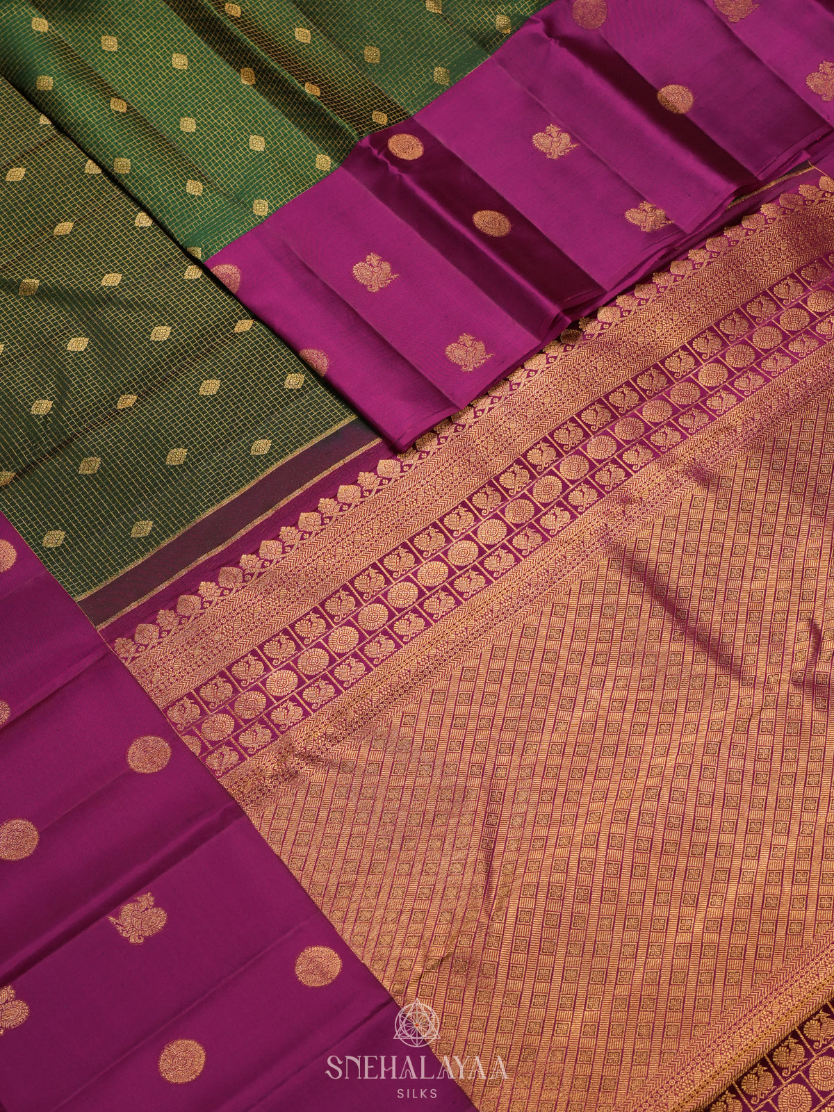 Forest Green Kanjivaram Silk Saree