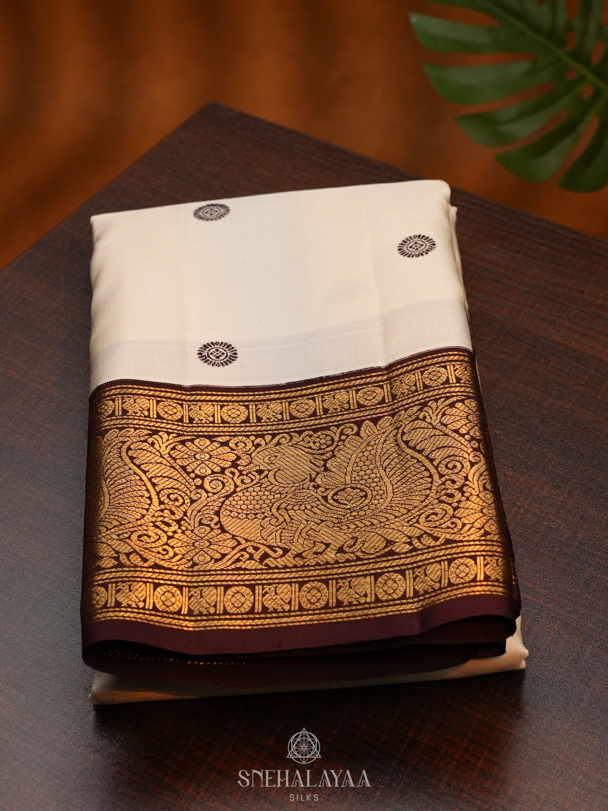 Cream Kanjivaram Silk Saree