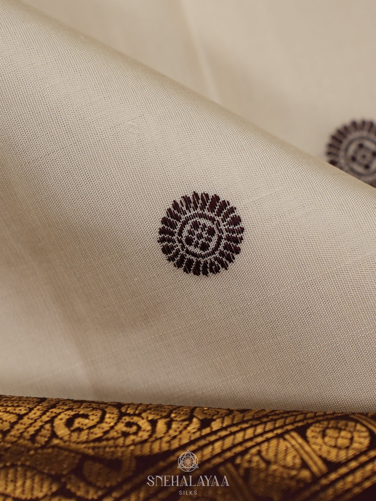 Cream Kanjivaram Silk Saree