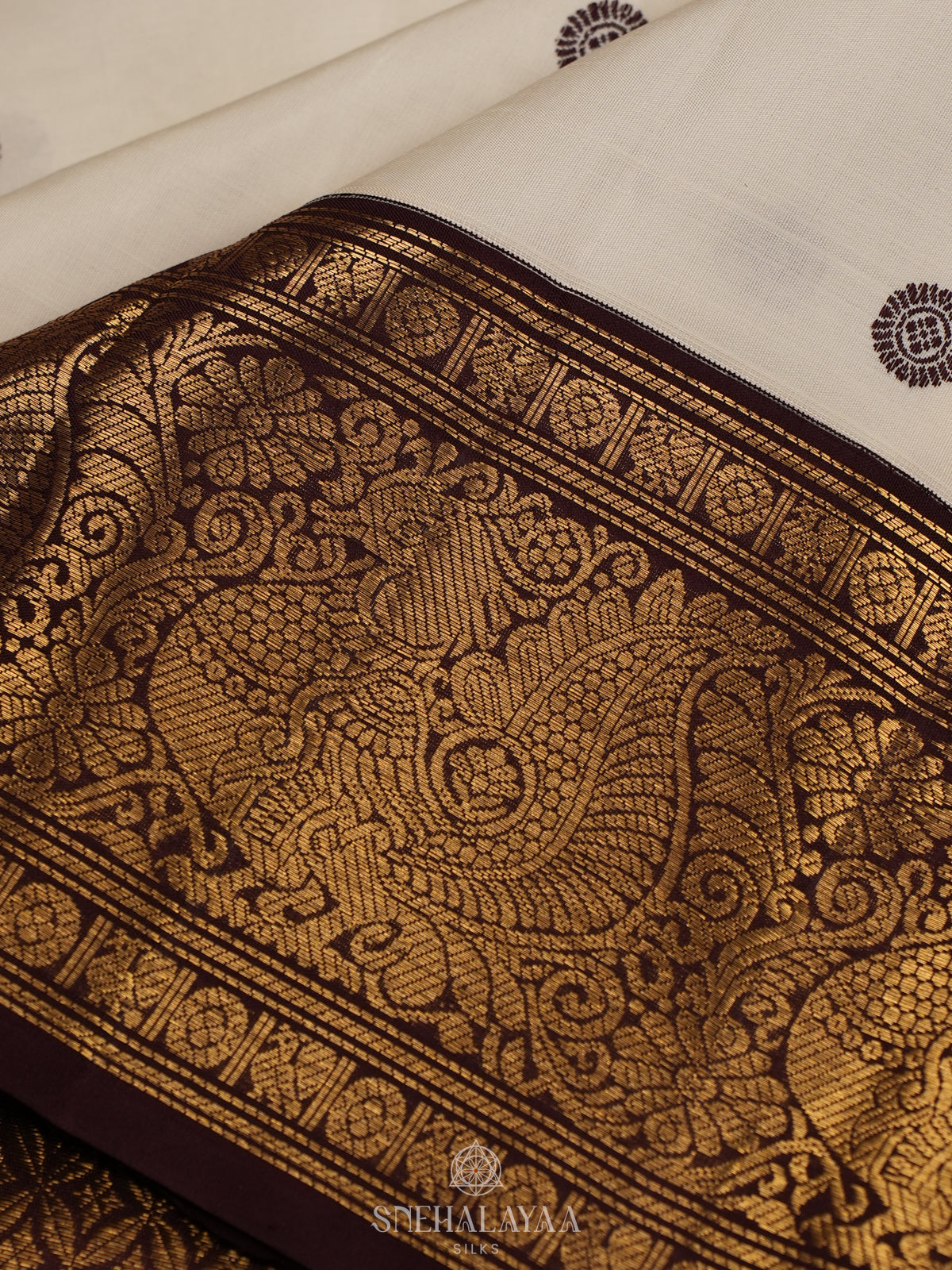 Cream Kanjivaram Silk Saree