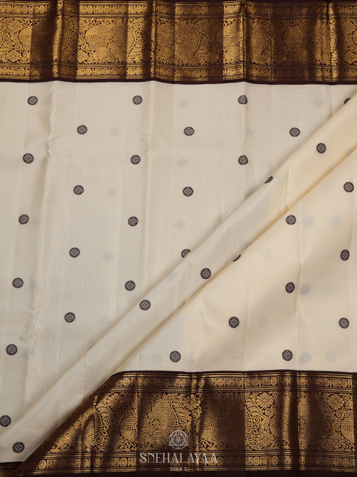 Cream Kanjivaram Silk Saree
