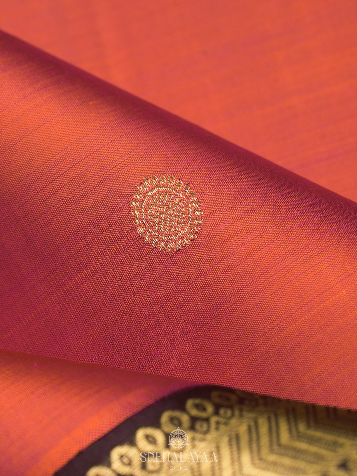 Coral Orange Kanjivaram Silk Saree