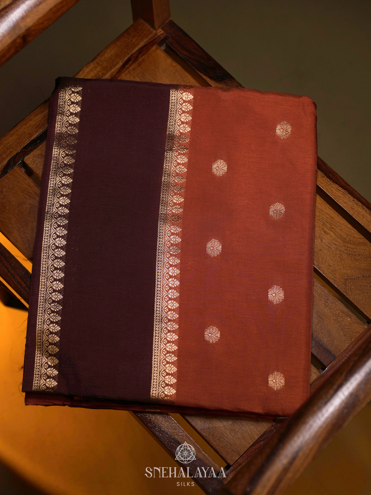 Burnt Orange Banaras Saree