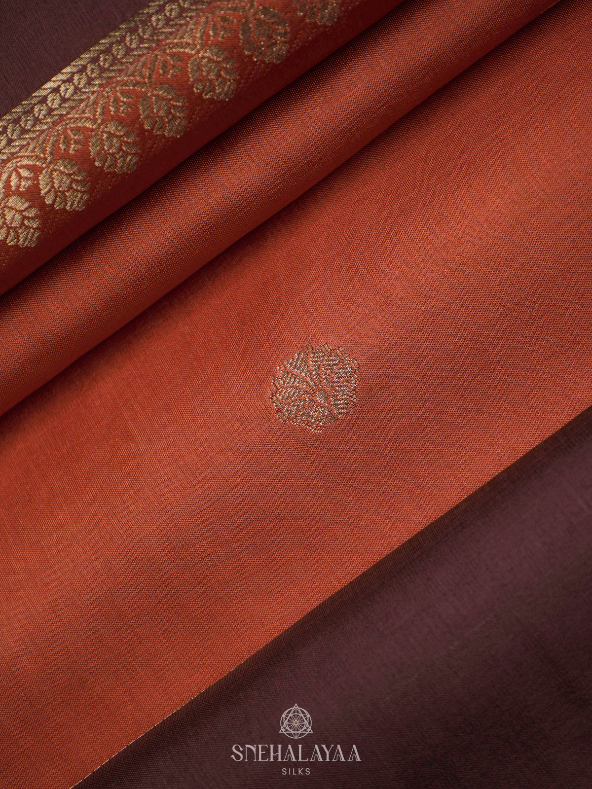 Burnt Orange Banaras Saree