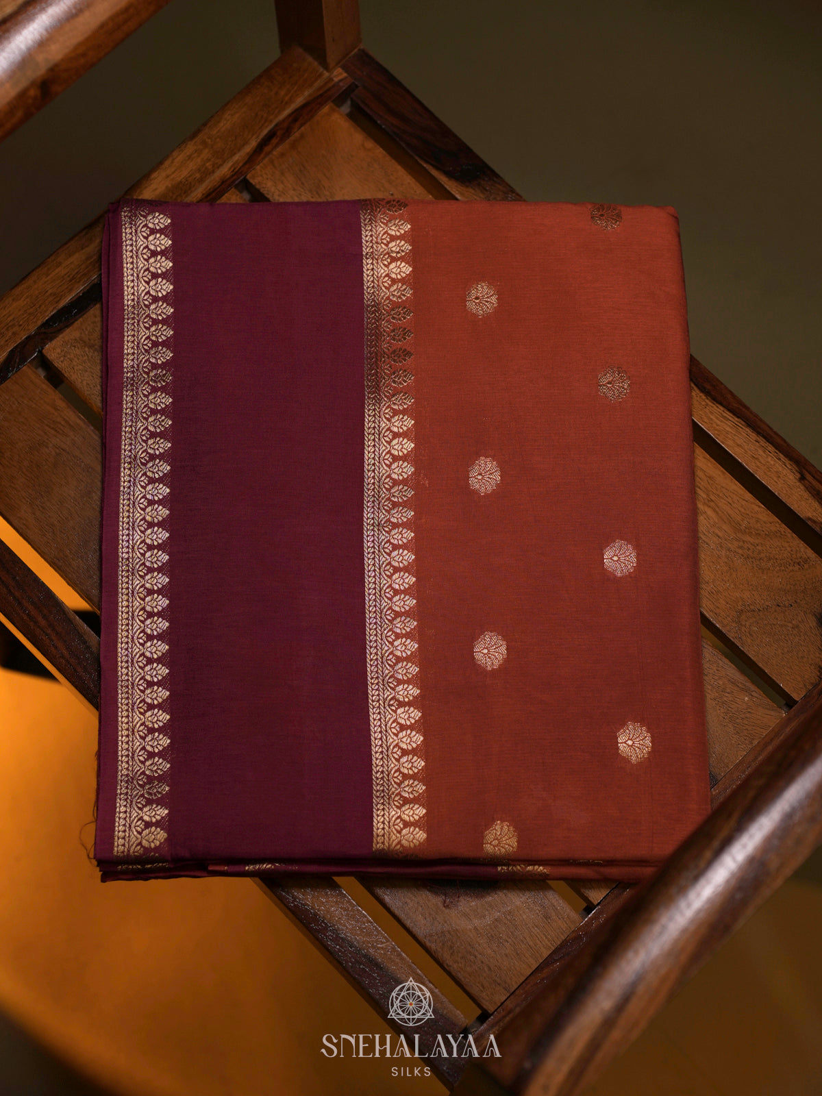 Burnt Orange Banaras Saree