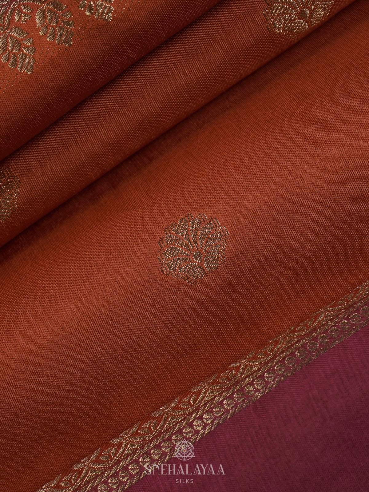 Burnt Orange Banaras Saree