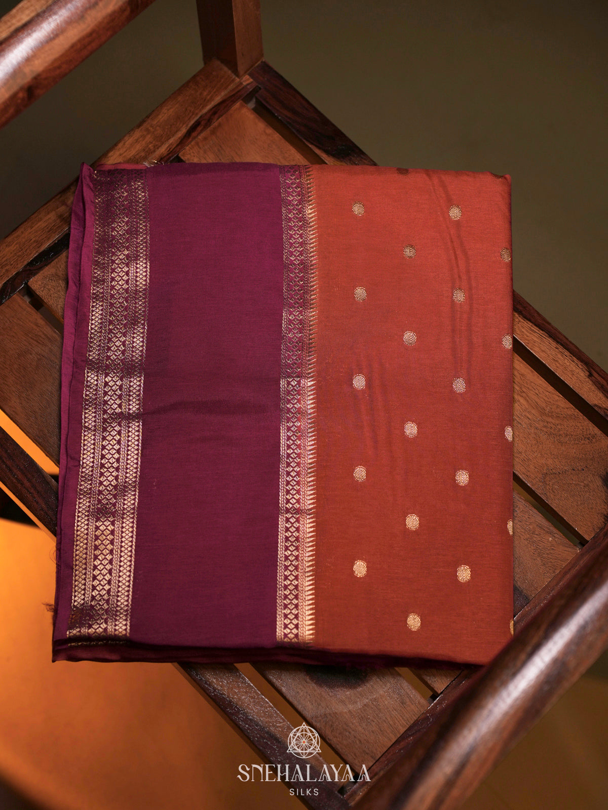 Burnt Orange Banaras Saree