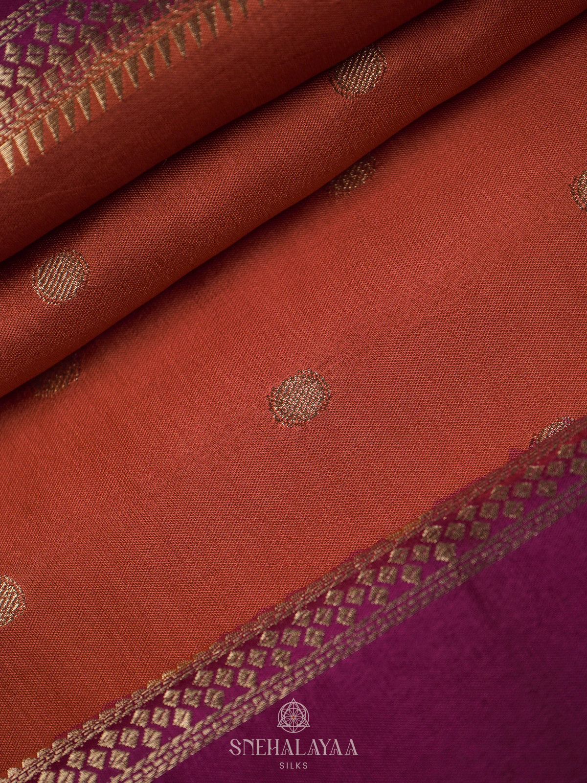 Burnt Orange Banaras Saree
