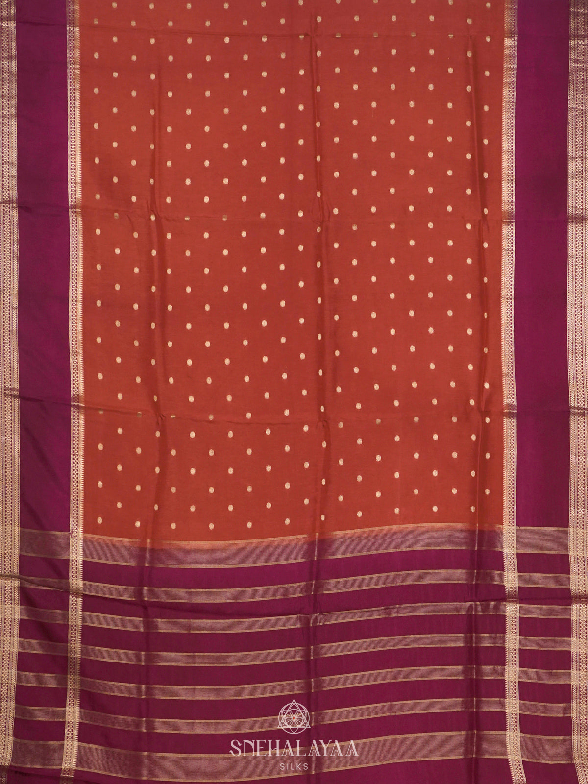Burnt Orange Banaras Saree