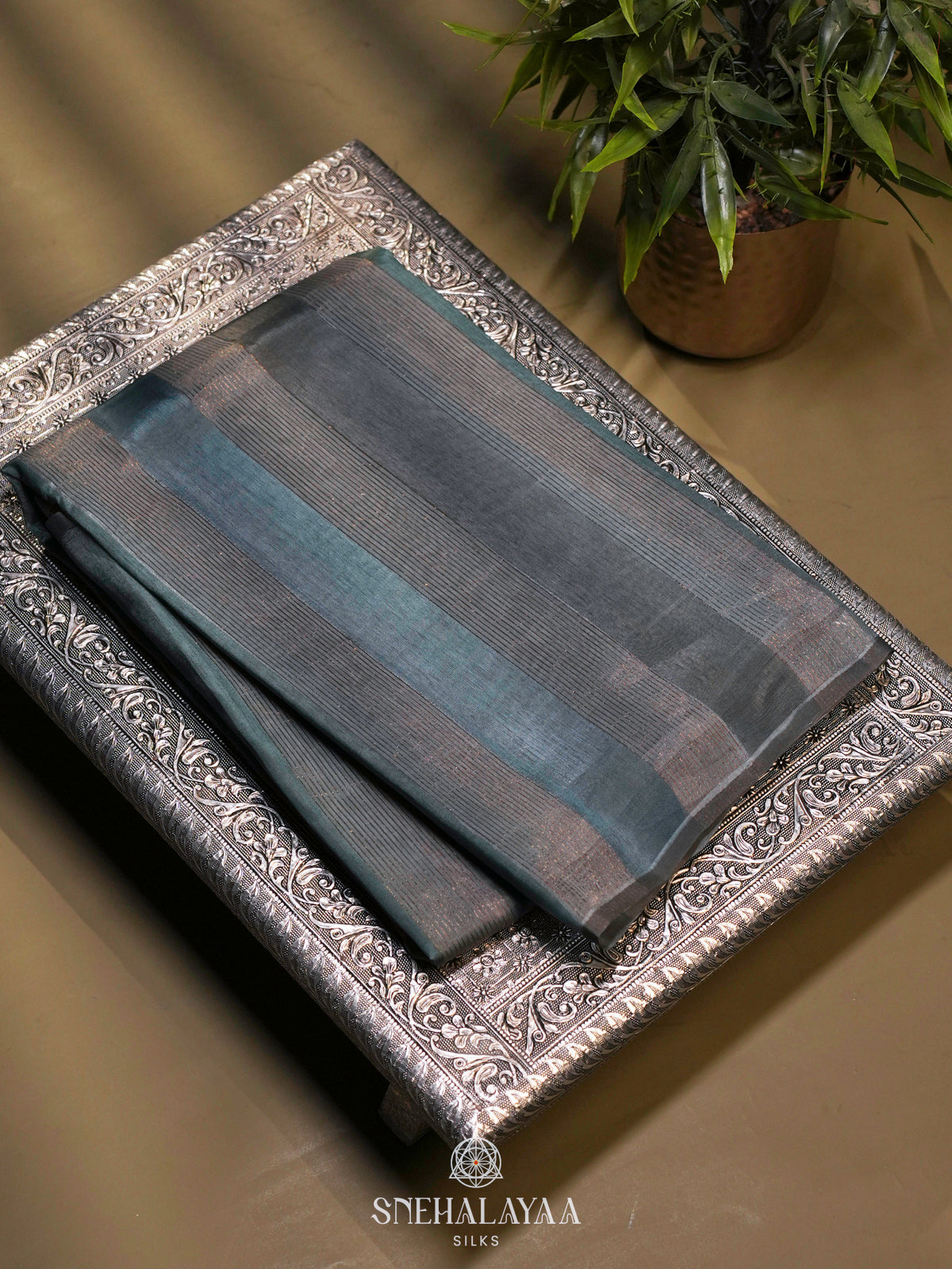 Grey Organza Saree