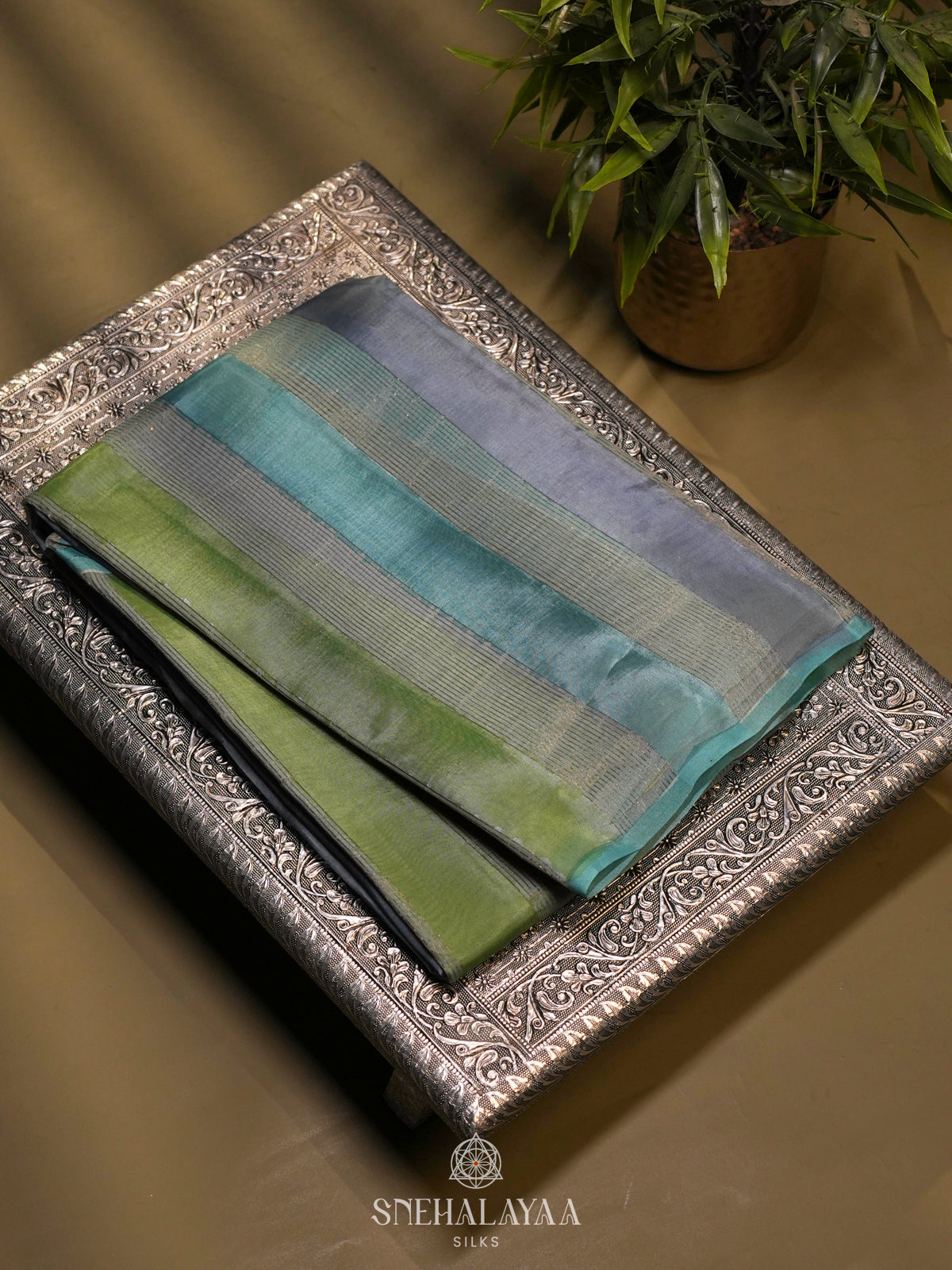 Grey Organza Saree