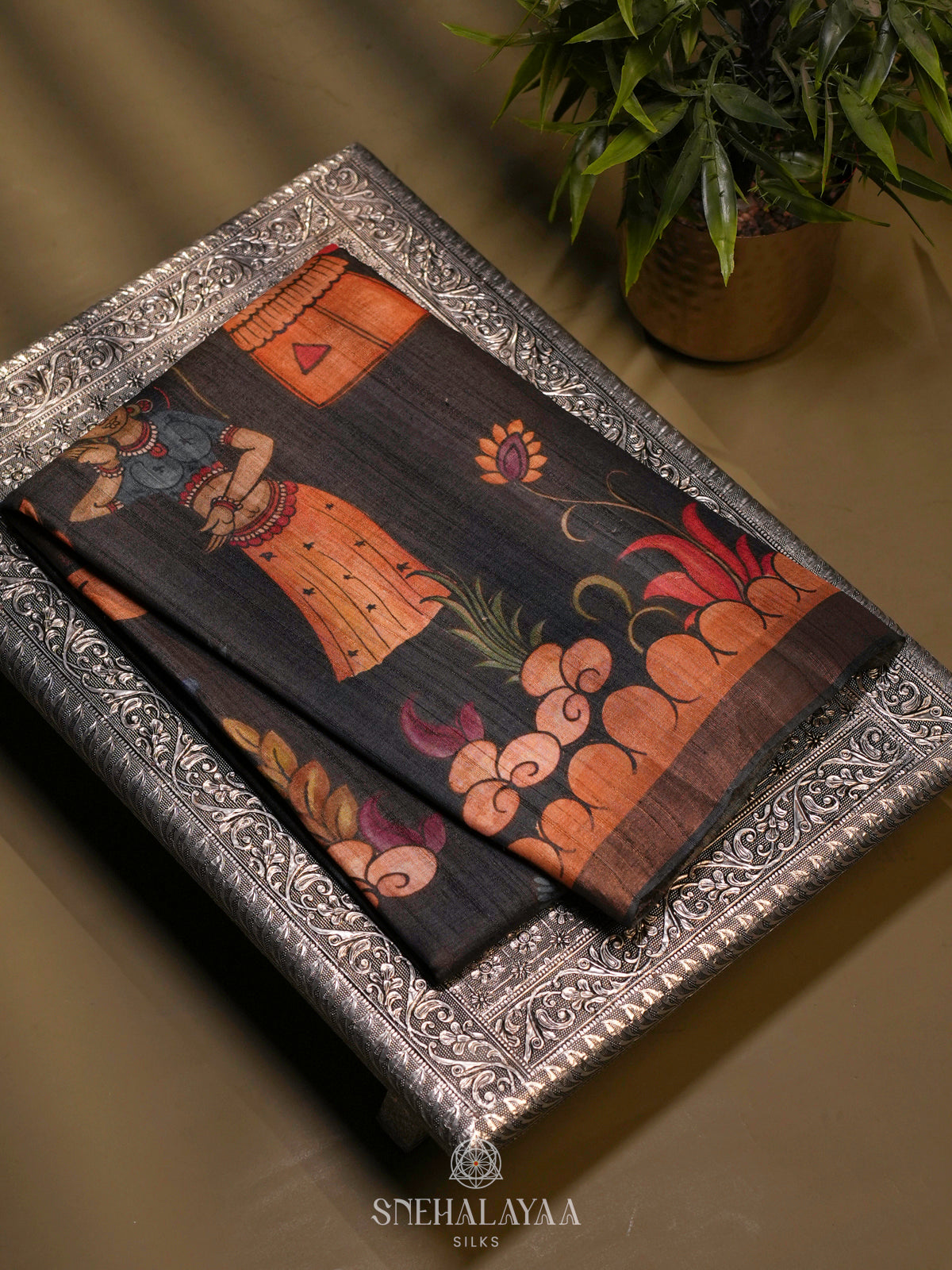 Black Tussar Saree