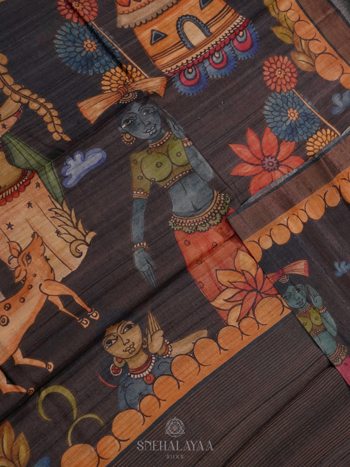 Black Tussar Saree