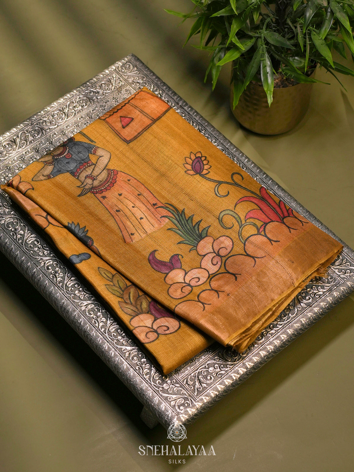 Yellow Tussar Saree