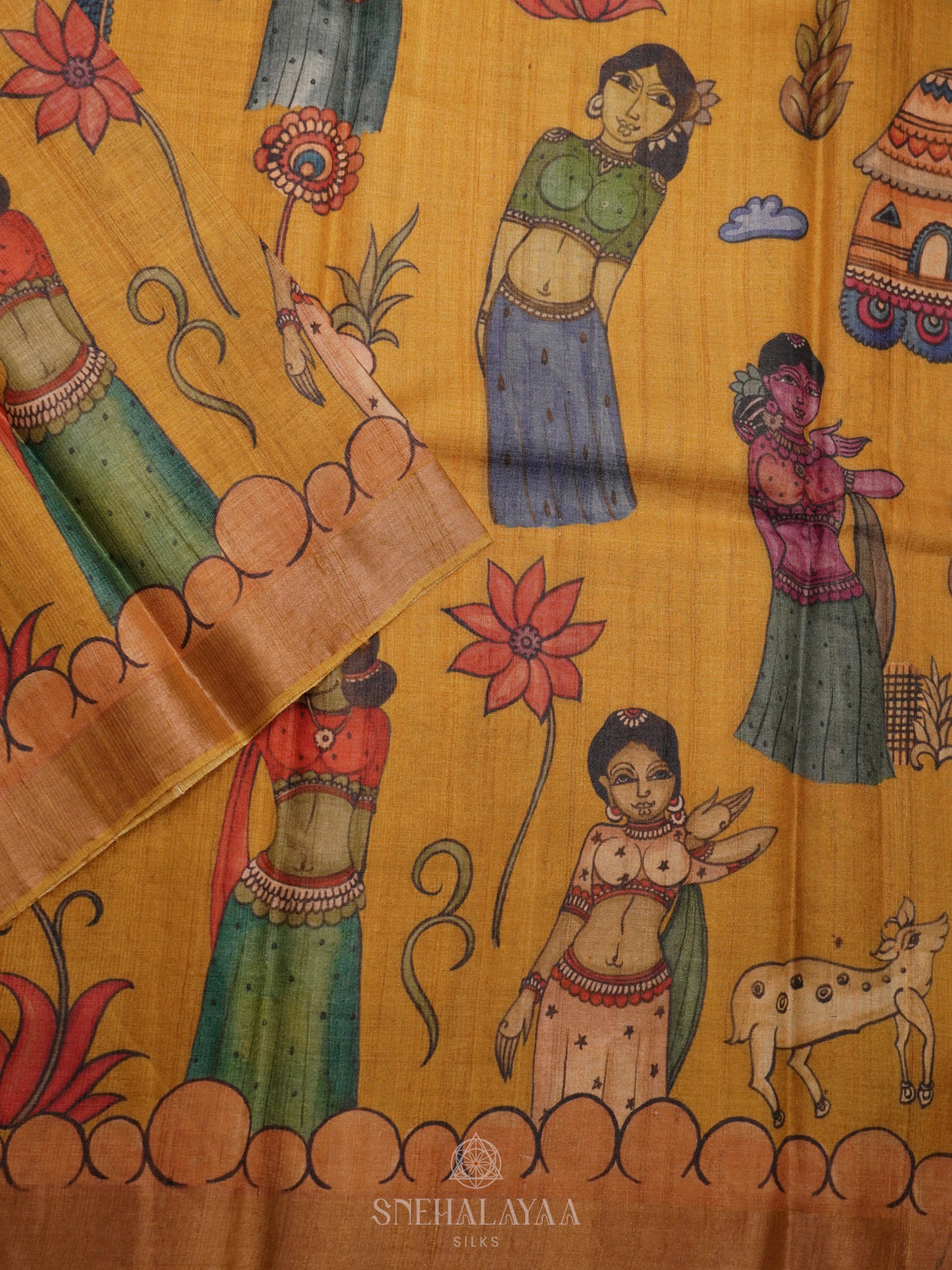 Yellow Tussar Saree