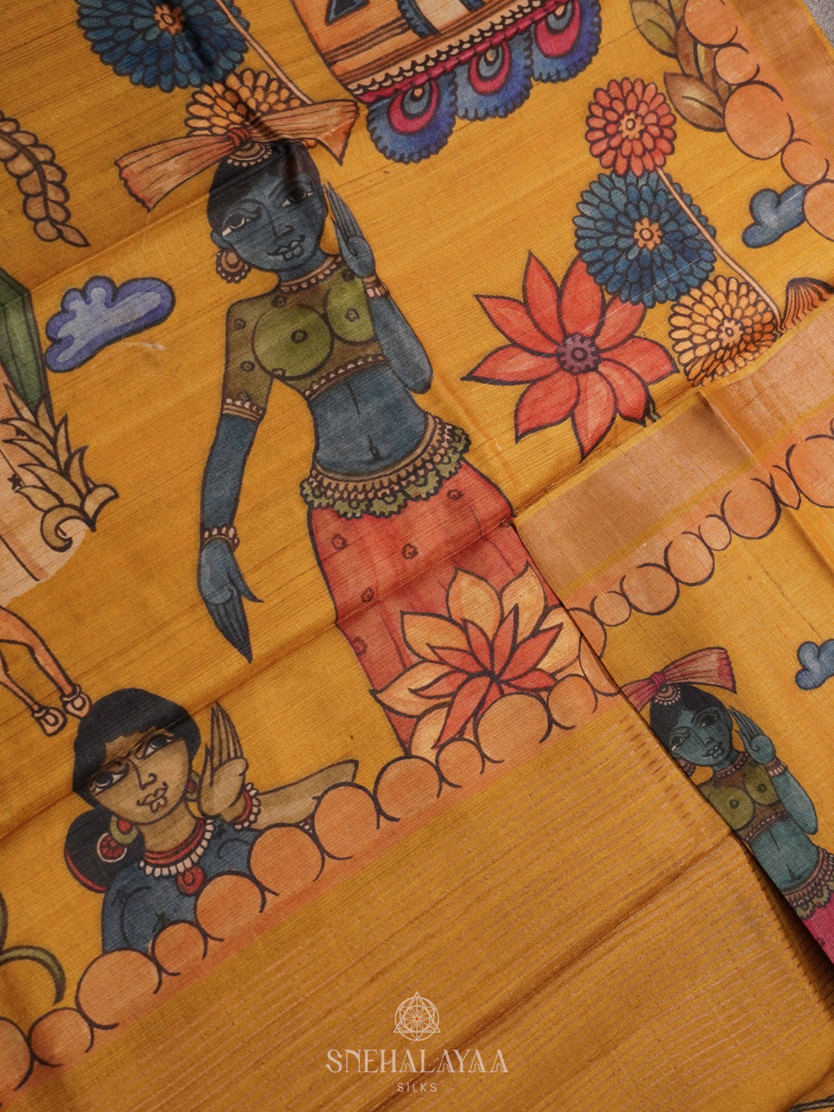 Yellow Tussar Saree