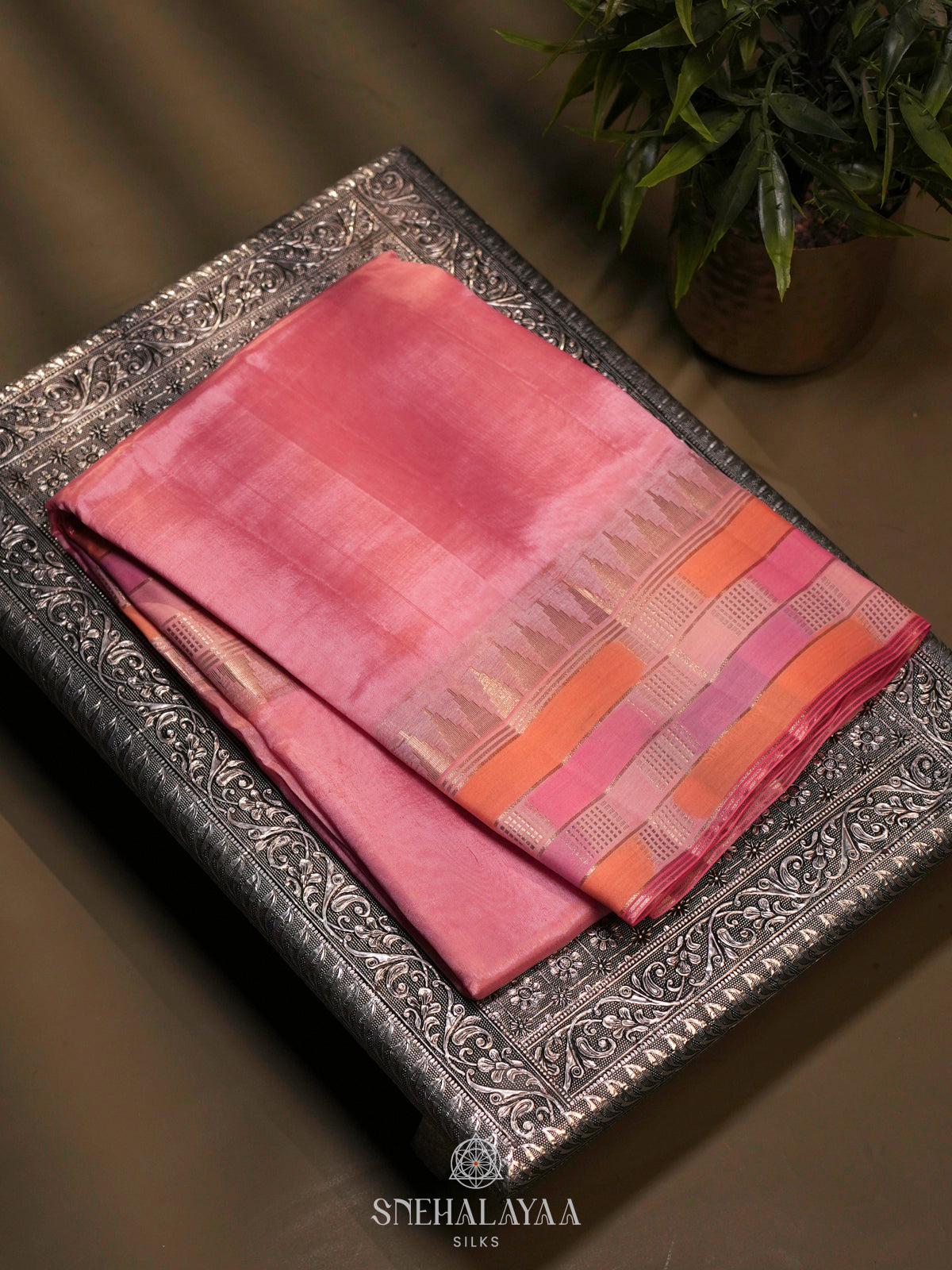 Pink Raw Silk Saree