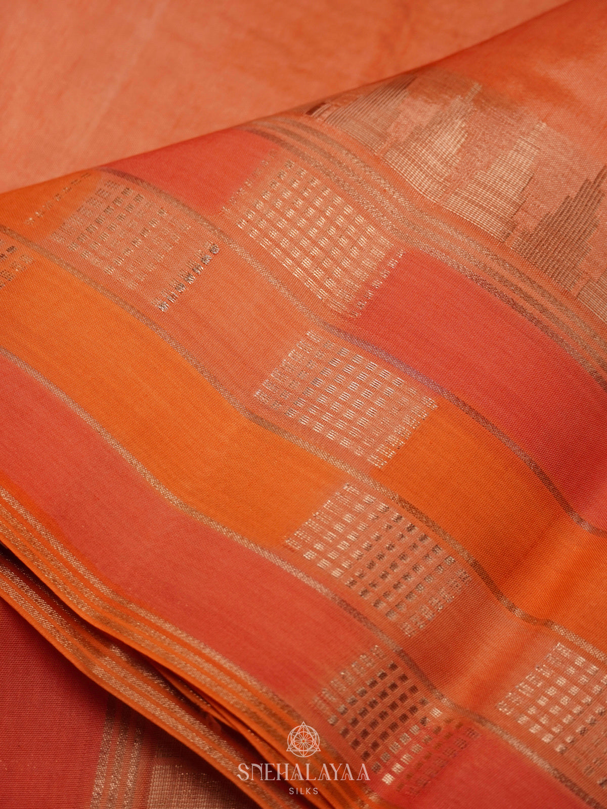 Peach Raw Silk Saree