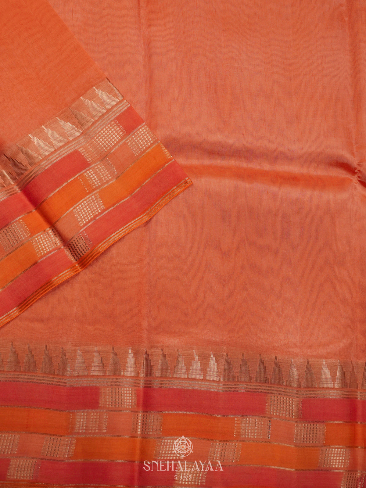 Peach Raw Silk Saree