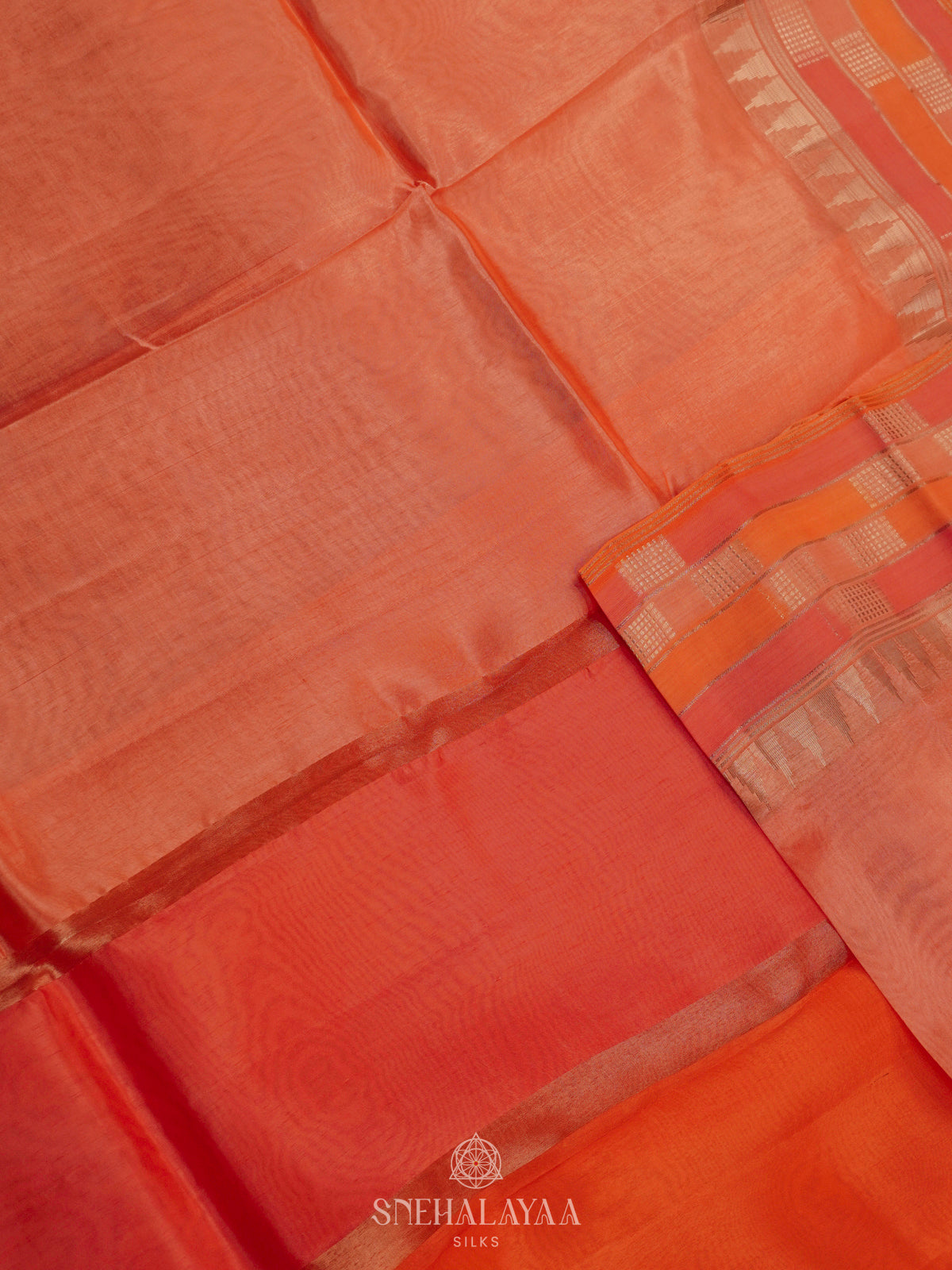 Peach Raw Silk Saree