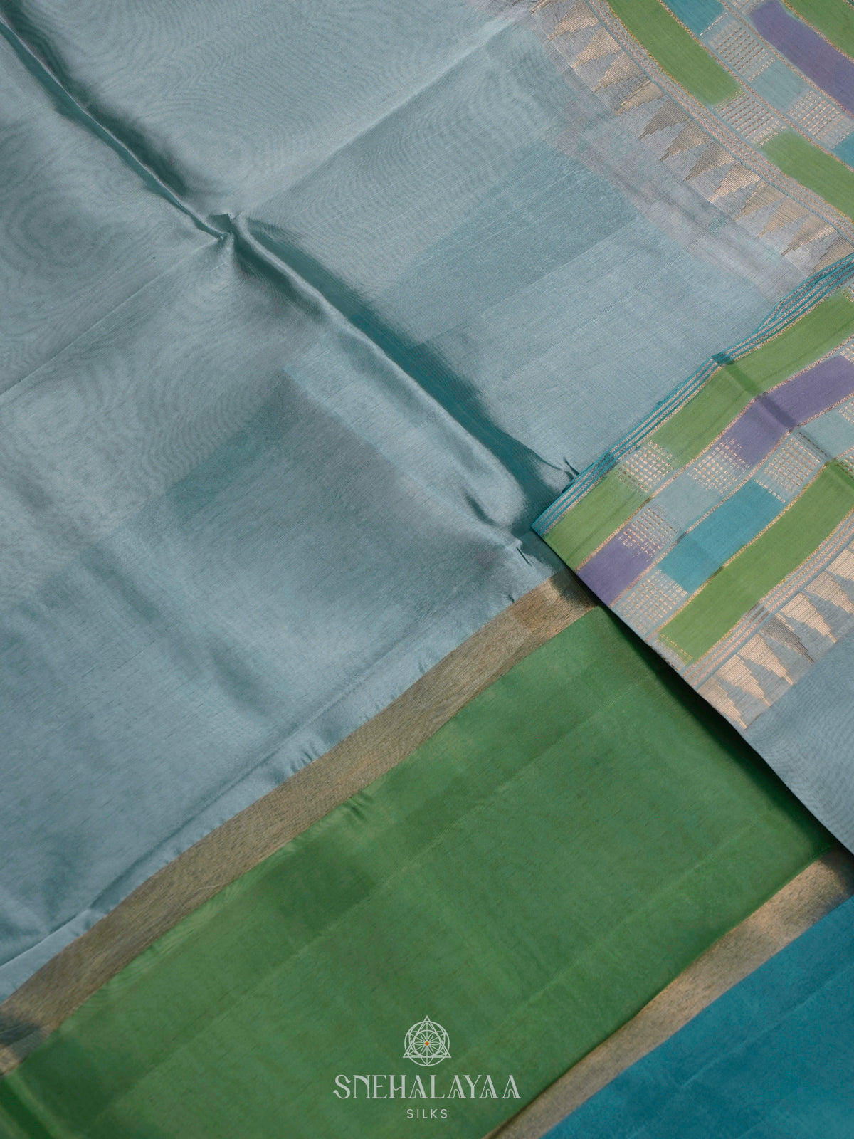 Pale Blue Raw Silk Saree